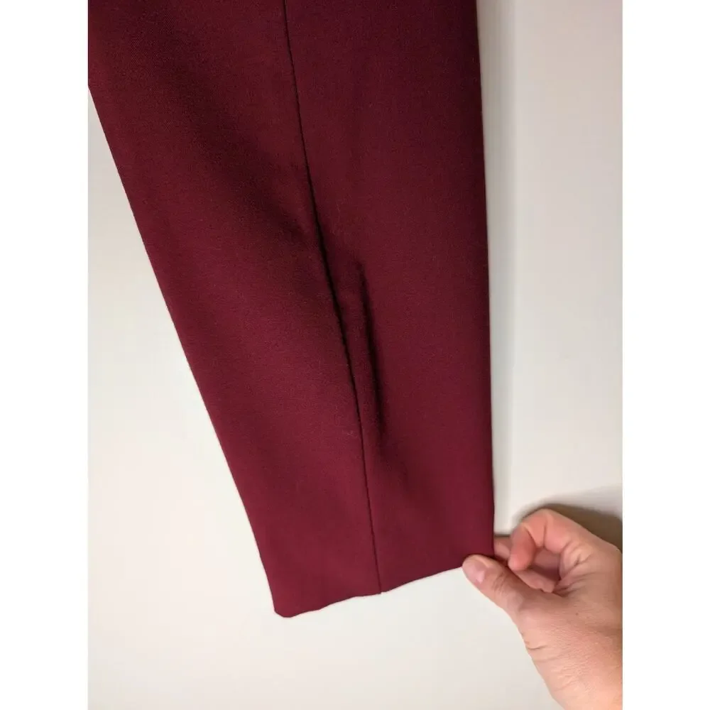 J.Crew Mercantile Burgundy Slim Straight Crop Trousers Sz 6 Ankle Pant